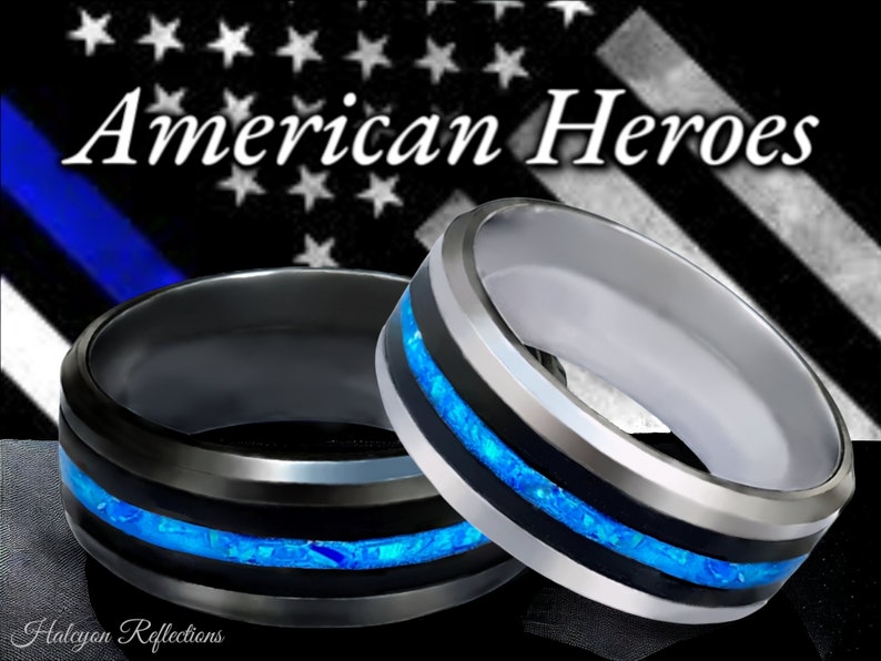 Thin Blue Line Ring Men's Woman's Band Police Etsy