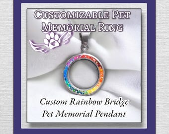 Argentium Silver Rainbow Bridge Pet Cremation Pendant: Opal Ash Keepsake
