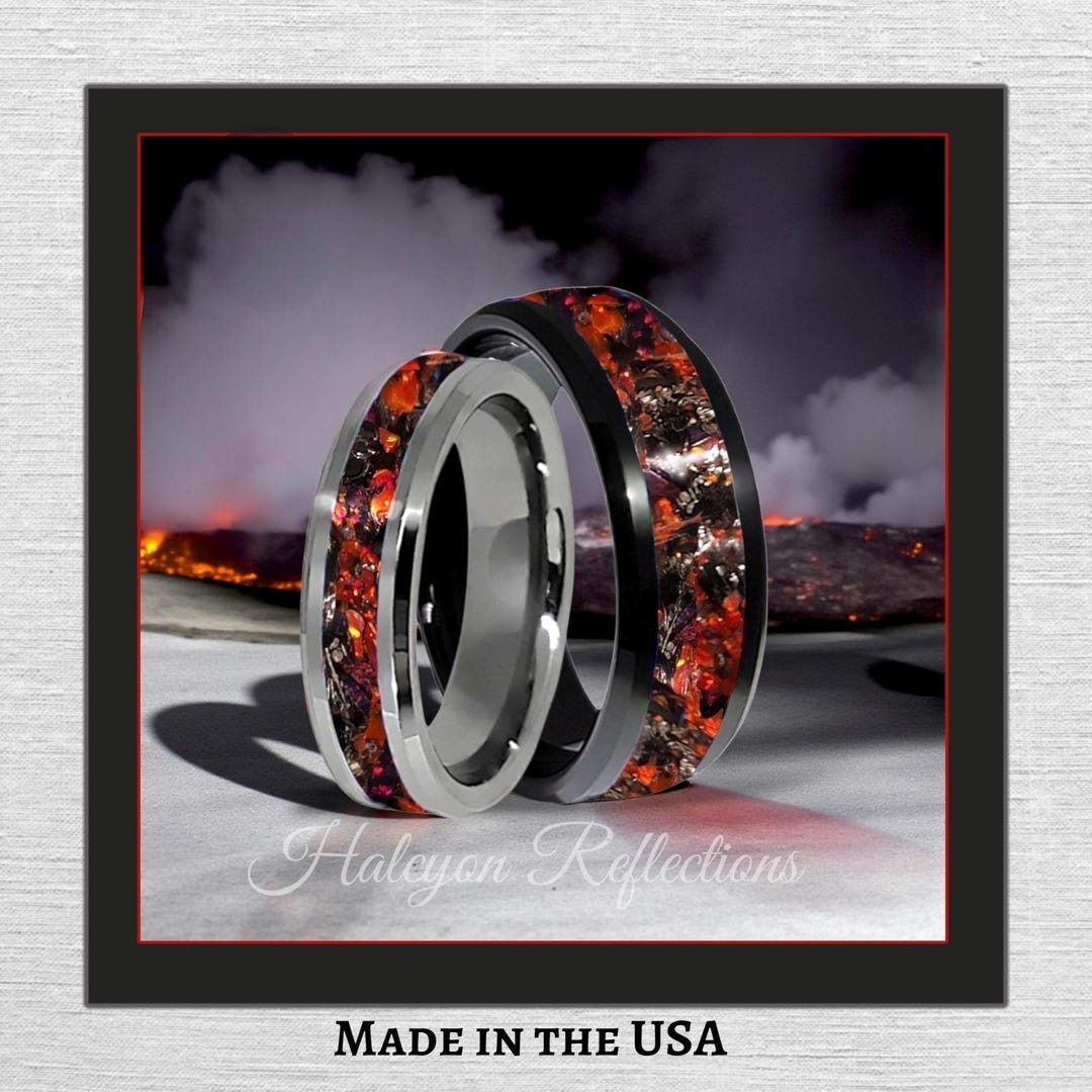 cocoon jewelryegg レッドファントムクオーツ Daredevil Meteorite Red Opal Jet Glow Ring-tungsten Ceramic
