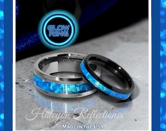 アクセサリー The SK Band Super Size Ring The Blue Kryptonite Glow Ring-tungsten Carbide Ceramic 8mm-6mm-4mm