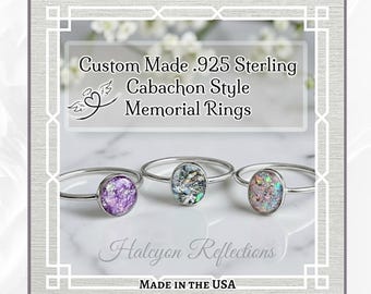 Custom Cabachon Cremation Memorial Ring-Pet Ash Memory Keepsake- Woman's Memorial Jewelry-Handmade