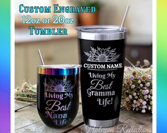 Custom Engraved Tumbler For Mom Grandma Aunt-Stainless Steel-12oz or 20oz-Coffee Tea Gift
