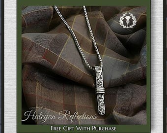 Blade and Triple Bow Silver Pendant- Scottish Celtic Necklace-Anniversary Gift-Handmade-.925 Sterling