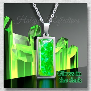 Der grüne Kryptonite Glow Anhänger mit Kette, Edelstahl 316, Herren-Frauen-Halskette, Glow In The Dark Halskette