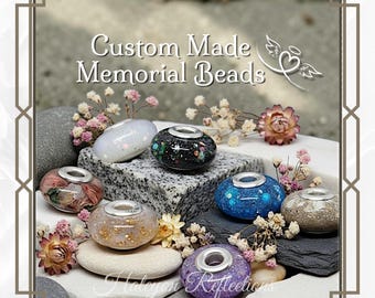 Custom Memorial Keepsake Beads-Pandora European Style Bead- Pet Ash-Dried Flowers-Human Hair-Dirt, Sand, Pet Fur