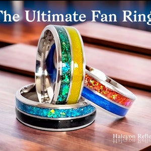 Two-Channel Tungsten Sports Fan Ring: Comfort Fit Band, Stainless, Ceramic