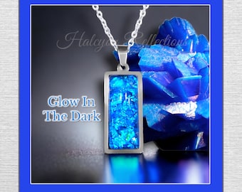 The Blue Kryptonite Glow-hanger met ketting, 316 roestvrij staal, heren-vrouwenketting, glow in the dark-ketting