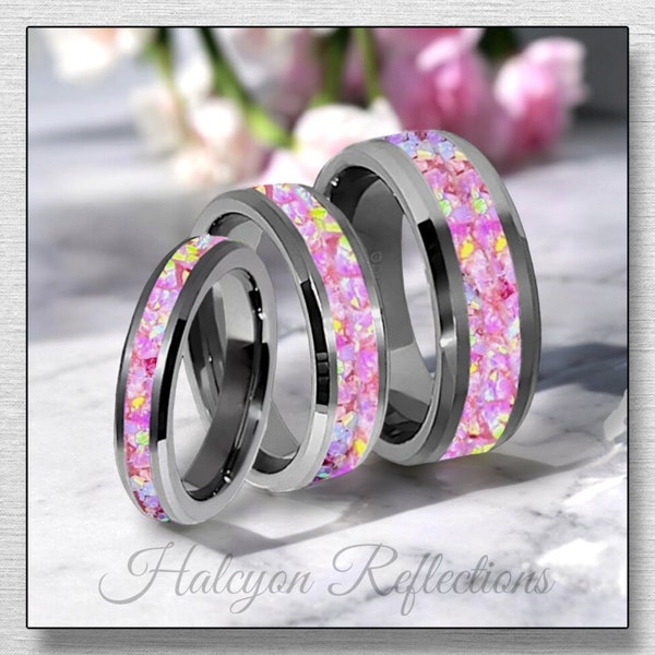 Pink Ceramic Wedding Band – High Polished 8mm Ring, Hypoallergenic & Scratch Resistant, Size 5.5 - View #7