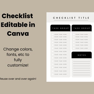 Canva Checklist Template | To do List Template | Digital Download | Checklist Template | Canva Templates | Business checklist