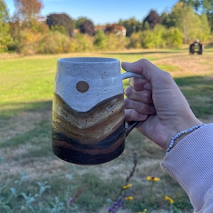 White tall mountain mug