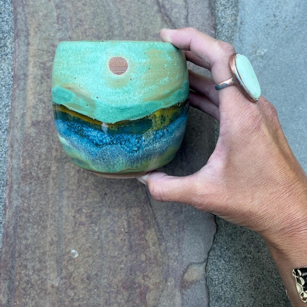 Ceramic Light Turquoise Ocean Cup