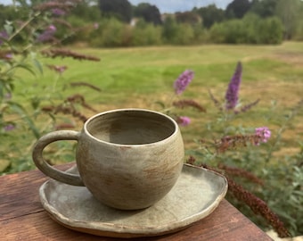 Earthy teacup and saucer