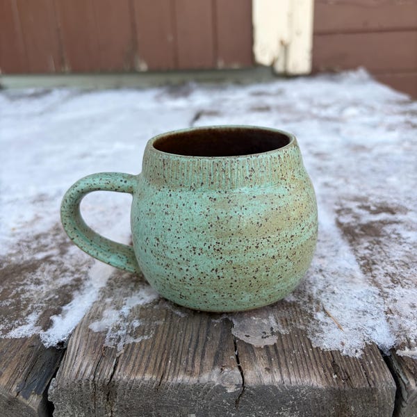 Turquoise ceramic mug