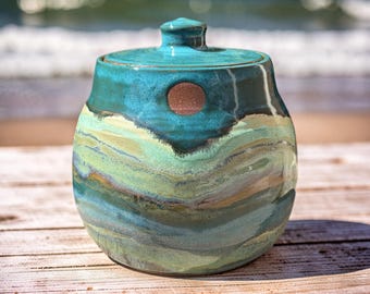 Ceramic Turquoise Ocean jar