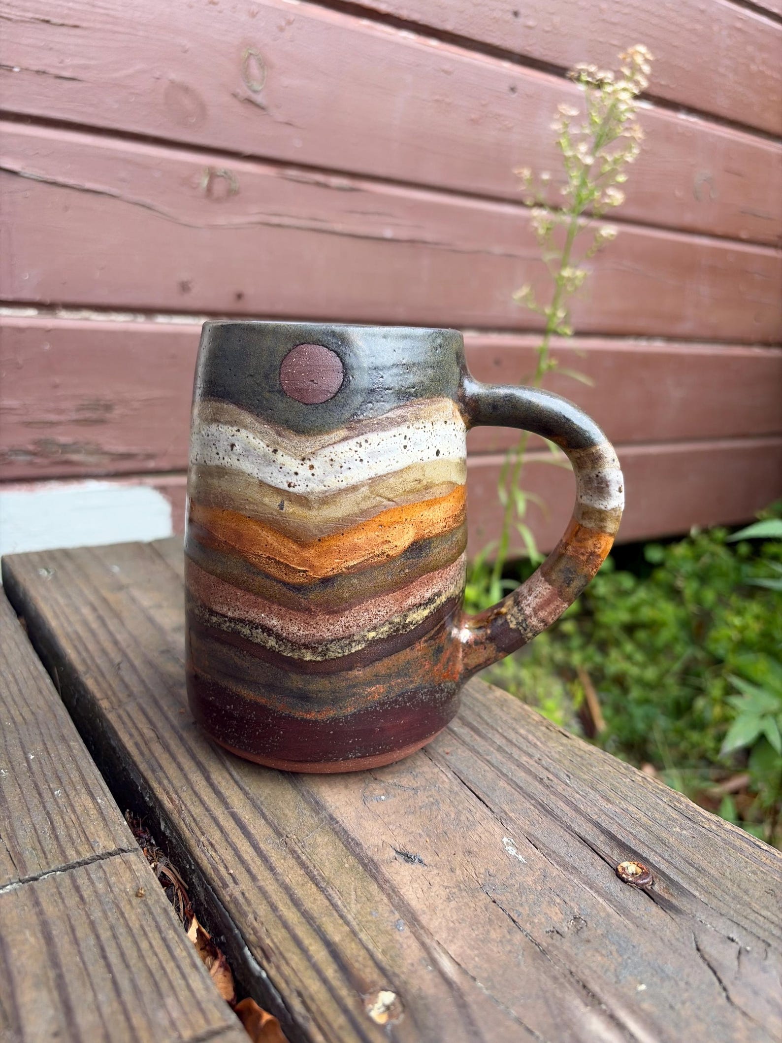 Harvest moon mountain mug with sun and moon