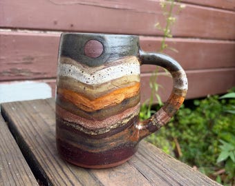 Harvest moon mountain mug with sun and moon