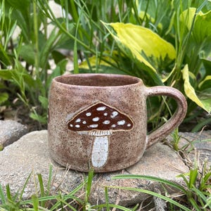 Brown mushroom ceramic mug