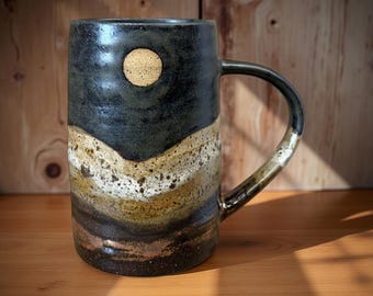 Harvest moon mountain mug with sun and moon