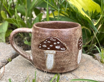 Brown mushroom ceramic mug