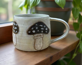 Cream mushroom ceramic mug