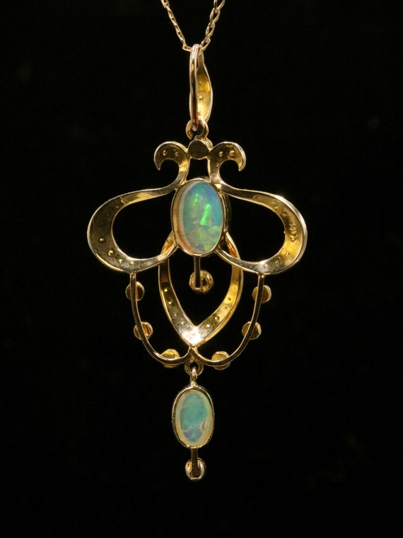 Beautiful Edwardian 9ct rose gold opal and pearl … - image 6