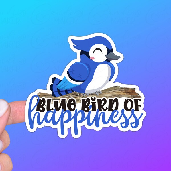 Songbird Sticker or Magnet | Blue Bird of Happiness | Gift for Animal Lover, Blue Jay, Well Wishes, Birder, Birdwatcher