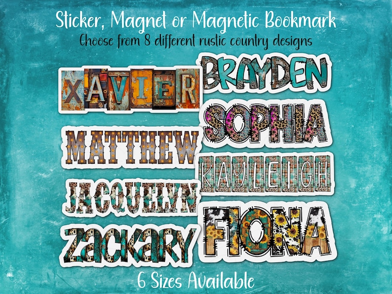 Kayleigh Sticker Rustic Country Custom Name Sticker, Magnet or Magnetic Bookmark ...