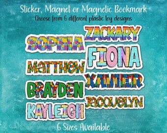 Custom Plastic Toy Name Sticker, Magnet or Magnetic Bookmark | Fidget Toy, Brick Blocks | Personalized Gift, Party Favor