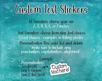 Custom Text Sticker | Choose Your Own Phrase, Size, Font | Personalized Water-Resistant Die-Cut Vinyl Sticker Label Decal | Customized Gift