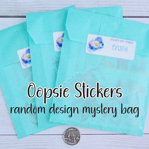 Oopsie Mystery Sticker Grab Bag | Discounted Individual Die-Cut Stickers | Pack of Oops Stickers, Misfit Decals | 5 Random Stickers