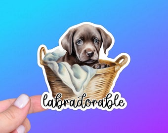 Labrador Retriever Sticker or Magnet | Labradorable | Perfect Gift for Animal Lover, Dog Mom, Dad, Pet Parent, Cute Black Lab Puppy