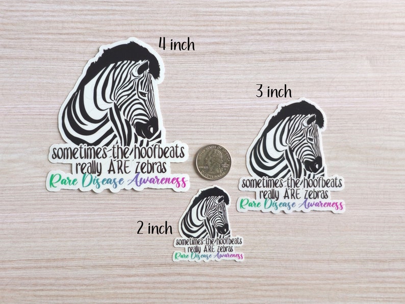 Rare Disease Awareness Zebra Sticker or Magnet Ehlers-Danlos Syndrome, EDS, Invisible Chronic Illness, Multiple Sclerosis, Cystic Fibrosis image 2