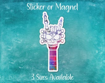 Skeleton Guitar Sticker or Magnet | Rock On, Skull, Heavy Metal, Gift for Music Lovers