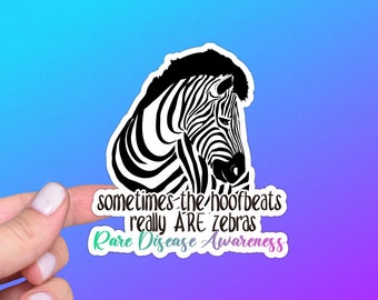 Rare Disease Awareness Zebra Sticker or Magnet | Ehlers-Danlos Syndrome, EDS, Invisible Chronic Illness, Multiple Sclerosis, Cystic Fibrosis