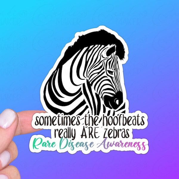 Rare Disease Awareness Zebra Sticker or Magnet | Ehlers-Danlos Syndrome, EDS, Invisible Chronic Illness, Multiple Sclerosis, Cystic Fibrosis