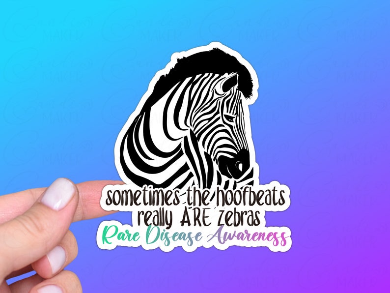 Rare Disease Awareness Zebra Sticker or Magnet Ehlers-Danlos Syndrome, EDS, Invisible Chronic Illness, Multiple Sclerosis, Cystic Fibrosis image 1