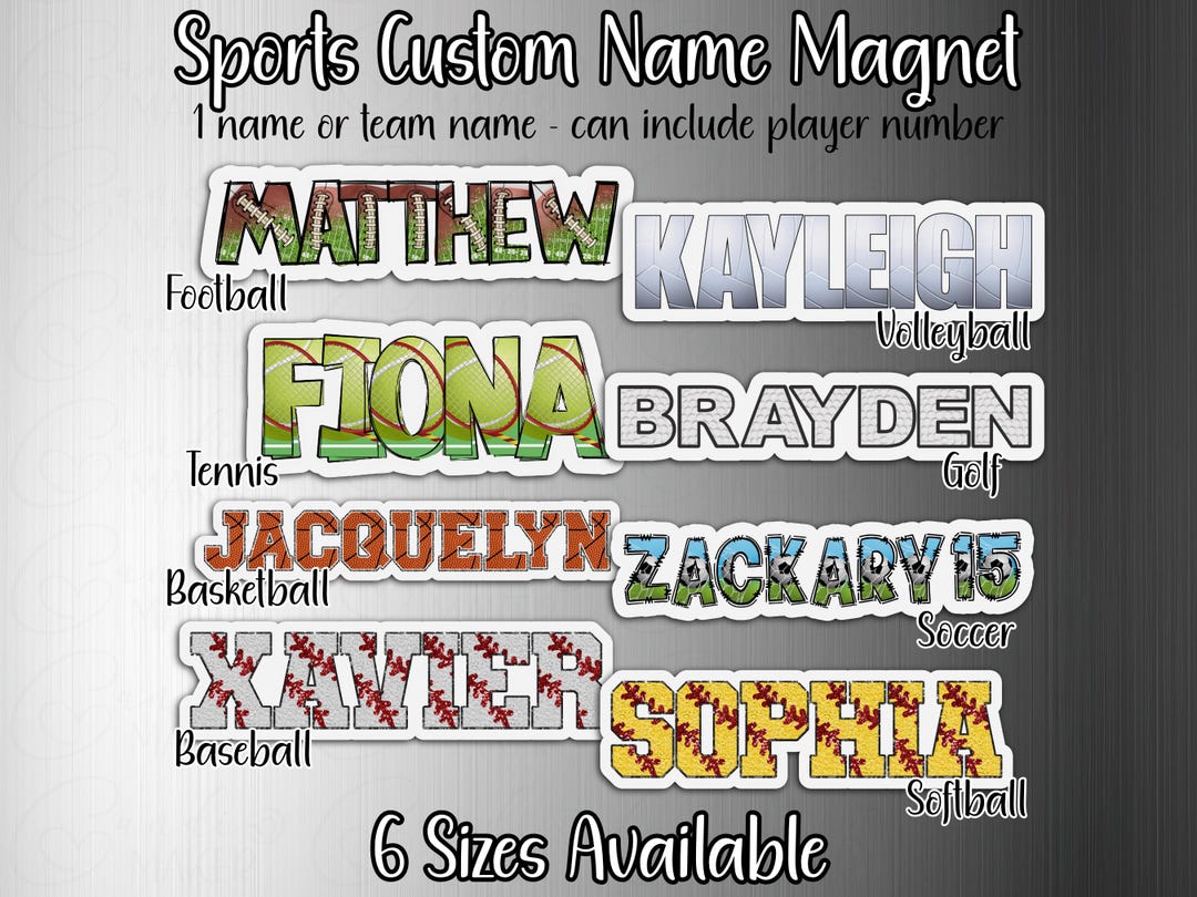 Custom Sports Name Magnet | Volleyball, Basketball, Softball, Baseball ...