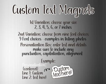 Custom Personalized Text Magnet | Choose Your Own Phrase, Size, Font | Perfect Customized Gift, Teacher, Party Favor, Locker, Kitchen Decor