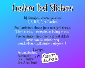 Custom Text Sticker | Choose Your Own Phrase, Size, Font | Personalized Water-Resistant Die-Cut Vinyl Sticker Label Decal | Customized Gift