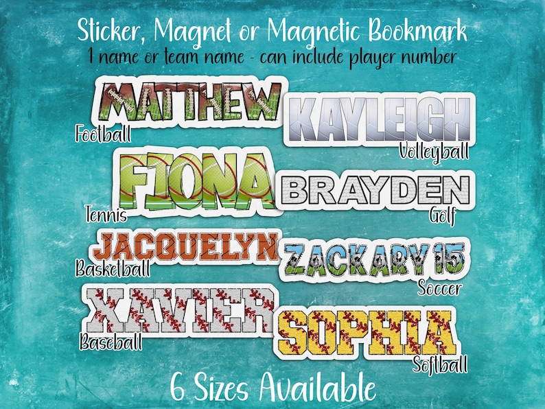Kayleigh Sticker Custom Sports Name Sticker, Magnet or Magnetic Bookmark | Volleyball ...