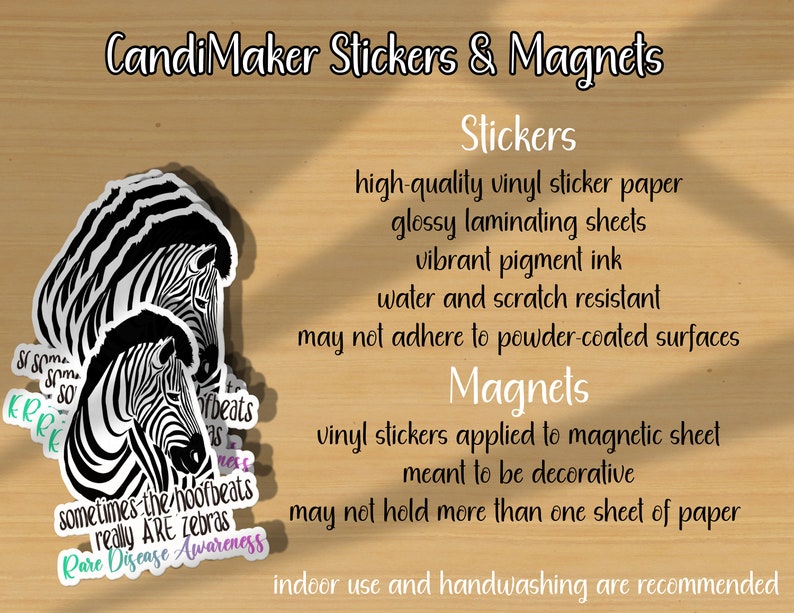 Rare Disease Awareness Zebra Sticker or Magnet Ehlers-Danlos Syndrome, EDS, Invisible Chronic Illness, Multiple Sclerosis, Cystic Fibrosis image 4