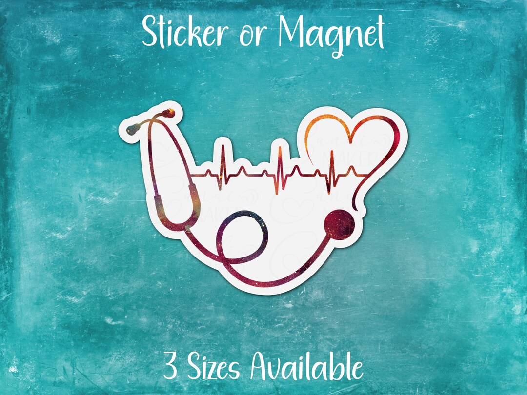 Cardiac Pacemaker Sticker Heartbeat Stethoscope, Medical Professional Appreciation Sticker or ...