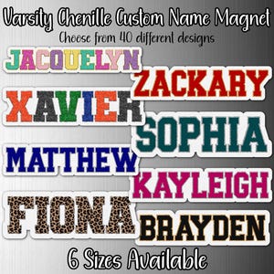 Faux Chenille Letter Jacket Custom Name Magnet | Design, Birthday Party Favor, Personalized Gift, Stocking Stuffer, Back to School Locker