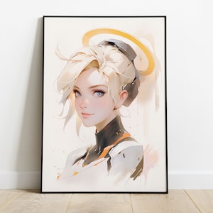 Muurkunst Mercy Overwatch Kunstprint anime
