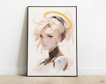 Wall Art Mercy overwatch Art Print anime
