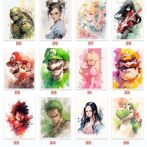 Set of 3 Pop Culture Postcards in Digital Watercolor Video Games, Anime, Comics image 4