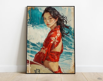 Wall Art Surfer Girl - Japanese Prints