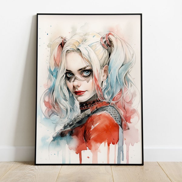 portrait Harley Quinn Art Print anime