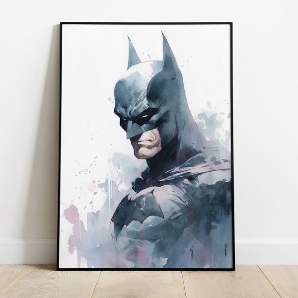 Portrait Batman aquarelle Art Print anime