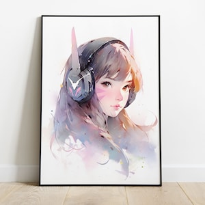 D.VA overwatch Art Print anime